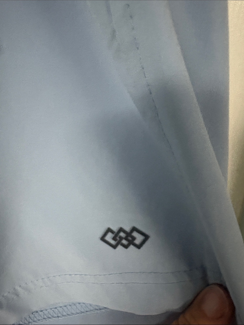 Light Blue Athletic Shorts with Black Waistband — Men's Performance Shorts - Picture 3 of 4